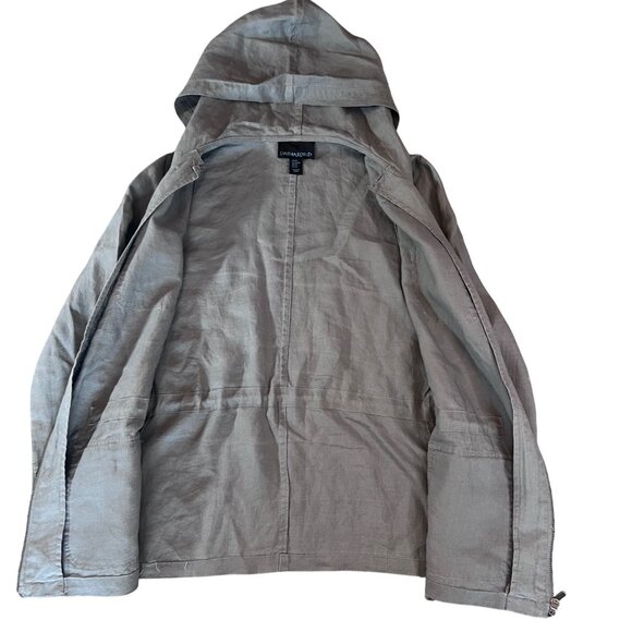 Cynthia Rowley XS Gray Linen Hooded Jacket W/Front Pockets & Drawstring Waist - Picture 2 of 8